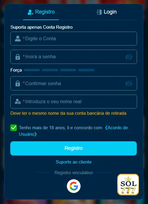 Experiência premium do aplicativo sol777 em um celular